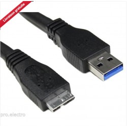 Alimentation Data Cable USB 3.0 Disque dur Externe HDD Western Digital P3 2TO