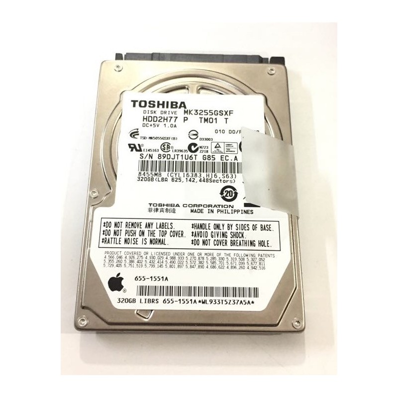 HDD disque dur portable laptop pour macbook a1278 TOSHIBA 320Gb MK3255GSXF