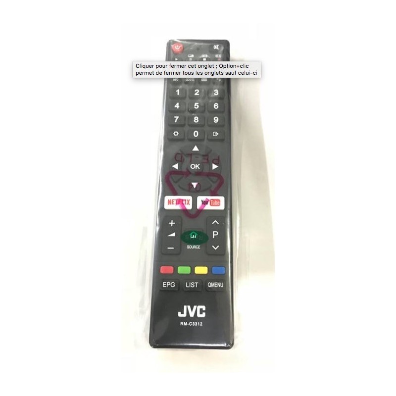 Tele-commande Remote pour TV JVC LT-43HW95U RM-C3312