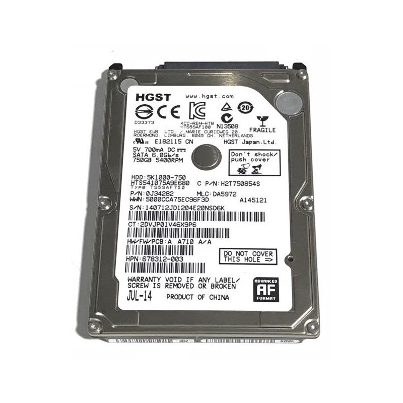Disque dur 2.5" Hard Disk Drive HDD HGST 750Gb 5400rpm	5K1000-750	0J34282
