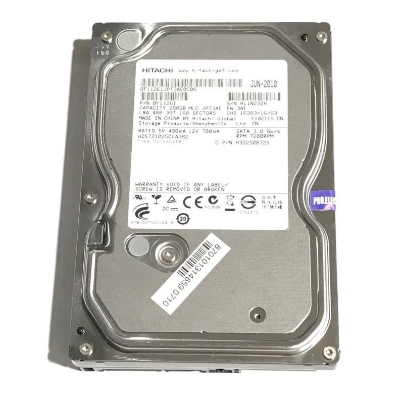 HDD Disque dur 3.5" pour desktop HITACHI 250GB 7200 rpm 0F11261