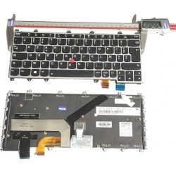 NOIR: Keyboard clavier LENOVO Thinkpad Yoga 260 370 SN20L82183 01AV727 7BF0002 STO-84F0 Backlit With Pointer Silver Frame