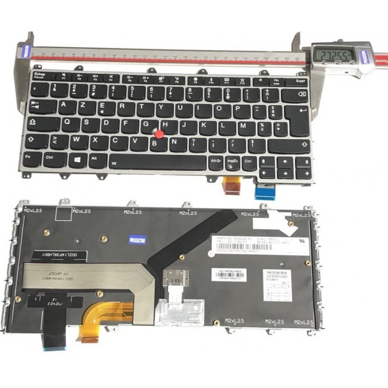 NOIR: Keyboard clavier LENOVO Thinkpad Yoga 260 370 SN20L82183 01AV727 7BF0002 STO-84F0 Backlit With Pointer Silver Frame