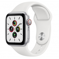 Apple Watch Series 4 2018 Cellular GPS 44mm Aluminium Argent Bracelet Sport Blanc - État correct