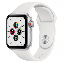 Apple Watch Series 4 2018 Cellular GPS 44mm Aluminium Argent Bracelet Sport Blanc - Très bon état