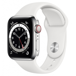 Apple Watch Series 6 2020 GPS Cellular 40mm Aluminium Argent Bracelet sport Blanc - Parfait état
