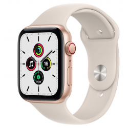 Apple Watch Series SE 2020 GPS Cellular 44mm Aluminium Or Bracelet Sport Blanc - État correct