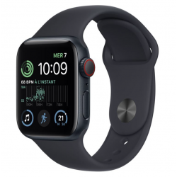 Apple Watch SE 2e génération 2022 GPS + Cellular 40mm Aluminium Minuit Bracelet Sport Noir - Parfait état