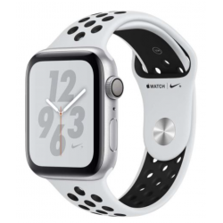 Apple Watch Series 4 Nike+ 44 mm Aluminium Argent Bracelet Sport Nike Platine pur et Noir - État correct