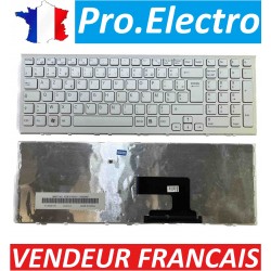 BLANC: Keyboard clavier AZERTY FR Sony VPCEE V116646F AEHK1F00020 with frame