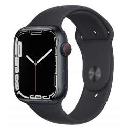 Apple Watch Series 7 GPS + CELLULAR 45mm Aluminium Minuit Bracelet sport Noir - Très bon état