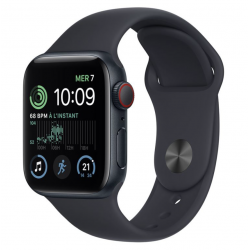 Apple Watch SE 2e 2022 GPS +Cellular 44mm Aluminium Minuit Bracelet Sport Noir - Neuf