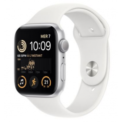 Apple Watch Series SE 2e GEN GPS 44mm 2022 Aluminium Argent Bracelet Blanc